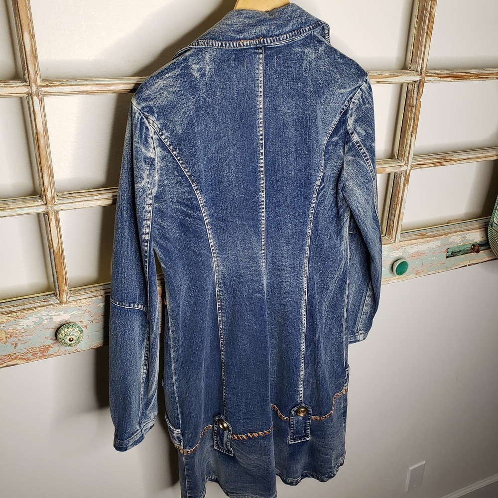 Seandara Vintage Denim medium wash with pockets long jacket size medium - Picture 2 of 12